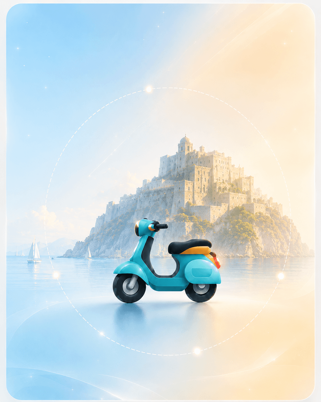 Scooter IschiaMotion davanti al Castello Aragonese