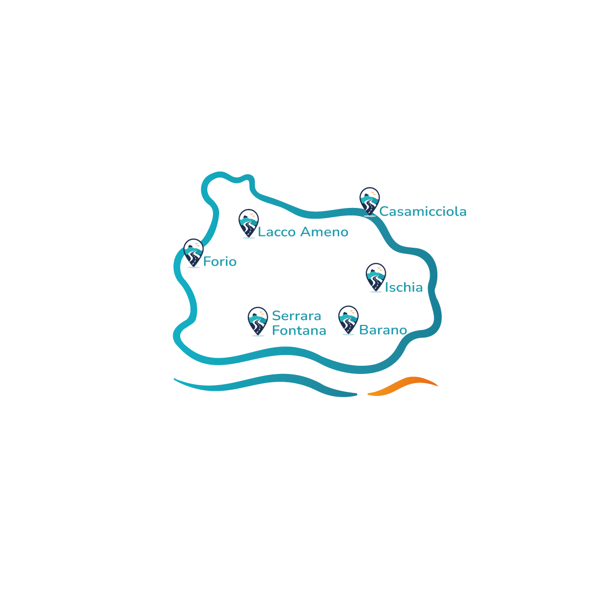 Mappa di Ischia con 6 punti di ritiro IschiaMotion